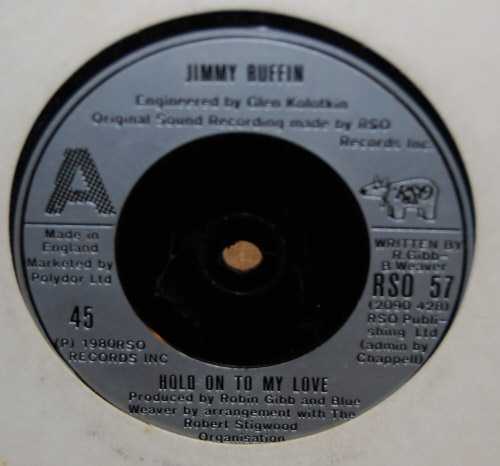 JIMMY RUFFIN — HOLD ON TO MY LOVE / INSTRUMENTAL record label scan