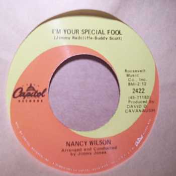 NANCY WILLSON — I'M YOUR SPECIAL FOOL / YOU'D BETTER GO record label scan