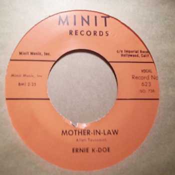 ERNIE K DOE — MOTHER IN LAW / WANTED $1000000 REWARD record label scan