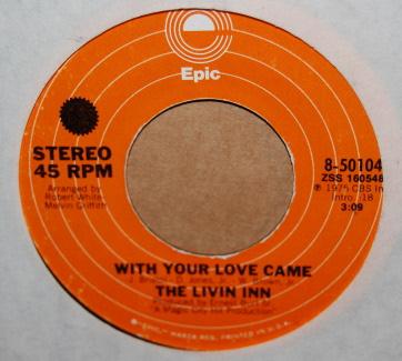 LIVIN INN — WITH YOUR LOVE CAME / IT'S HARD TO STOP record label scan