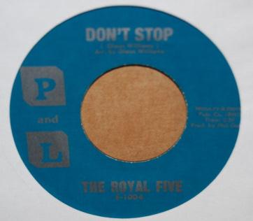 ROYAL FIVE — DON'T STOP / NOBODY ELSE record label scan