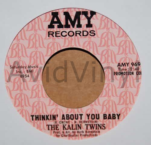 KALIN TWINS — THINKIN' ABOUT YOU BABY / SOMETIMES IT COMES, SOMETIMES IT GOES record label scan