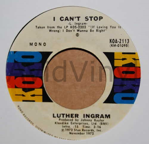 LUTHER INGRAM — I CAN'T STOP / I'LL BE YOUR SHELTER record label scan