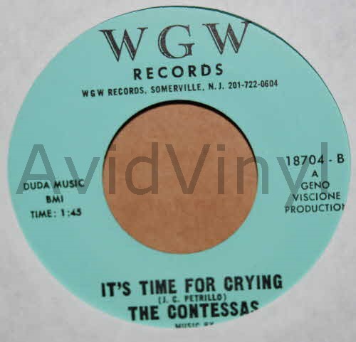 CONTESSAS — IT'S TIME FOR CRYING / JUST LOVE ME record label scan