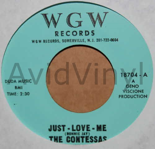 CONTESSAS — JUST LOVE ME / IT'S TIME FOR CRYING record label scan