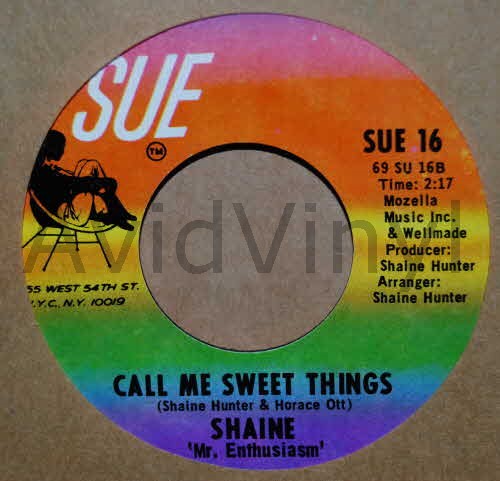 SHAINE — CALL ME SWEET THINGS / TRY MY LOVE record label scan