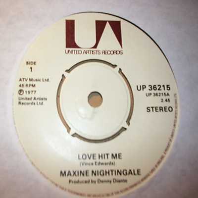 MAXINE NIGHTINGALE — LOVE HIT ME / LIFE HAS JUST BEGUN record label scan