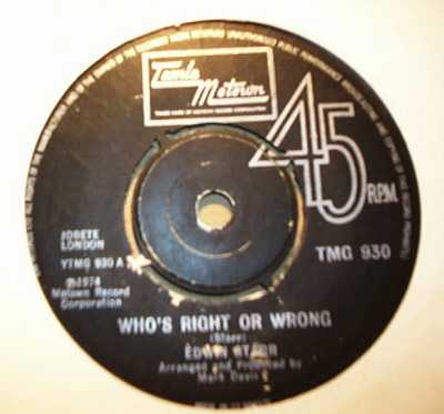 EDWIN STARR — WHO'S RIGHT OR WRONG / AIN'T IT HELP UP IN HARLEM record label scan