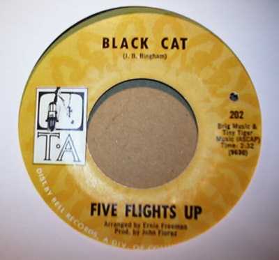 FIVE FLIGHTS UP — BLACK CAT / DO WHAT YOU WANNA DO record label scan