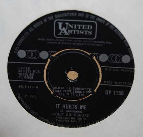BOBBY GOLDSBORO — IT HURTS ME / PITY THE FOOL record label scan