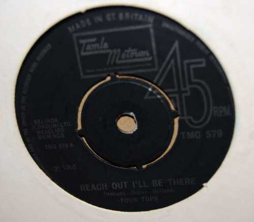 FOUR TOPS — REACH OUT I'LL BE THERE / UNTIL YOU LOVE SOMEONE record label scan