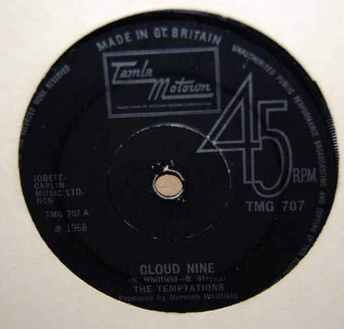 TEMPTATIONS — CLOUD NINE / WHY DID SHE HAVE TO LEAVE ME record label scan