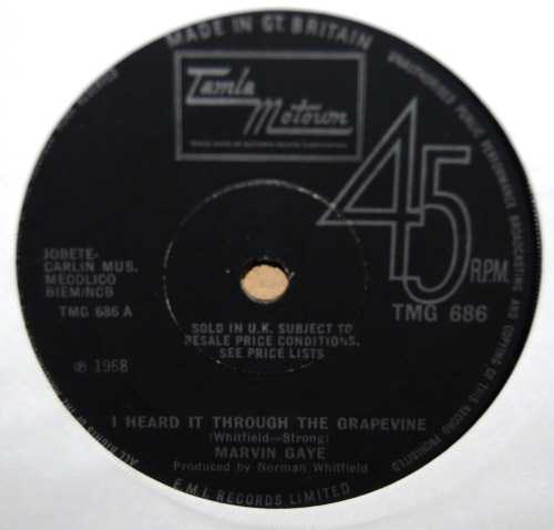 MARVIN GAYE — I HEARD IT THROUGH THE GRAPEVINE / NEED SOMEBODY record label scan