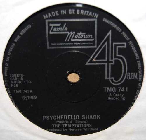 TEMPTATIONS — PSYCHEDELIC SHACK / THAT'S THE WAY LOVE IS record label scan