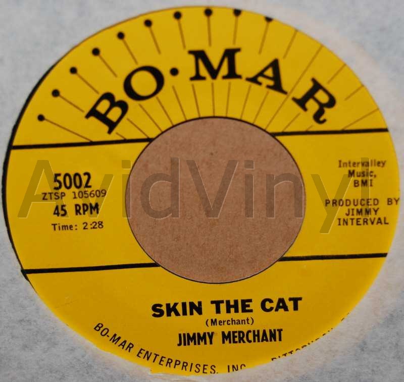 JIMMY MERCHANT — SKIN THE CAT / MY GIRL NOW record label scan