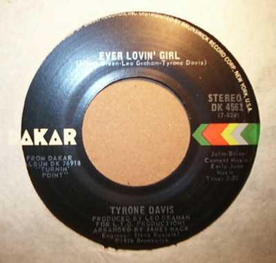 TYRONE DAVIS — EVER LOVIN' GIRL / FOREVER record label scan
