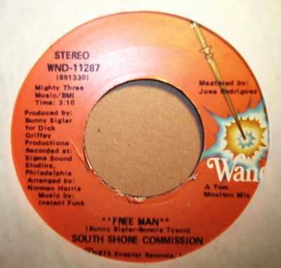 SOUTH SHORE COMMISSION — FREE MAN / DISCO MIX record label scan