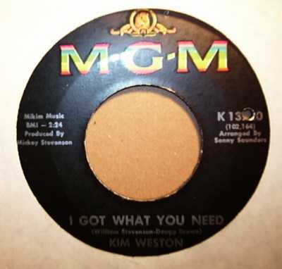 KIM WESTON — I GOT WHAT YOU NEED / SOMEONE LIKE YOU record label scan