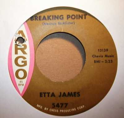 ETTA JAMES — BREAKING POINT / THAT MAN BELONGS BACK HERE WITH ME record label scan