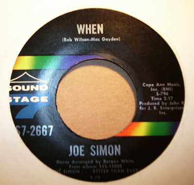 JOE SIMON — WHEN / THAT'S THE WAY I WANT OUR LOVE record label scan