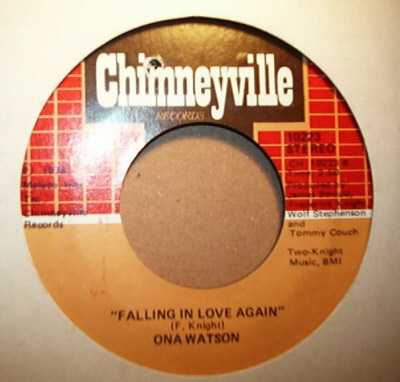 ONA WATSON — FALLING IN LOVE AGAIN / TAKE THIS JOB AND SHOVE IT record label scan