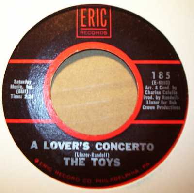 TOYS / BOB CREWE GENERATION — A LOVERS CONCERTO / MUSIC TO WATCH GIRLS BY record label scan