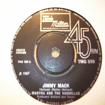 MARTHA AND THE VANDELLAS — JIMMY MACK / THIRD FINGER LEFT HAND record label scan