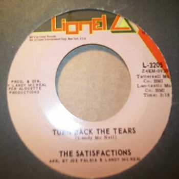 SATISFACTION — TURN BACK THE TEARS / ONE LIGHT TWO LIGHTS record label scan