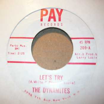 DYNAMITES — LET'S TRY / I KNOW SHE'S MINE record label scan