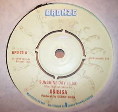 OSIBISA — SUNSHINE DAY / BUM TO BUM record label scan