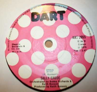 SALLY SAGOE — STOP / A LITTLE BIT OF LOVE record label scan