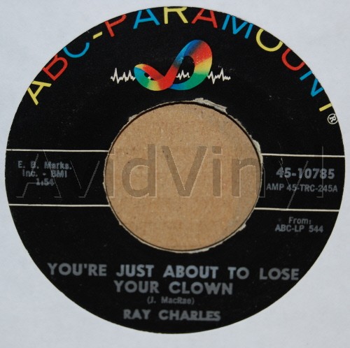 RAY CHARLES — YOU'RE ABOUT TO LOSE YOUR CLOWN / TOGETHER AGAIN record label scan