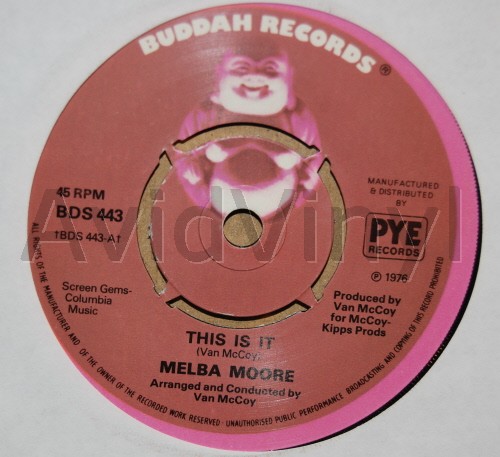 MELBA MOORE — THIS IS IT / STAY AWHILE record label scan