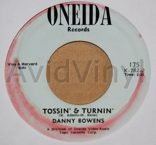 DANNY BOWENS — TOSSIN' AND TURNIN' / LAVENDER BLUE record label scan