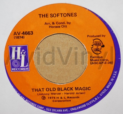 SOFTONES — THAT OLD BLACK MAGIC / WHY, WHY BABY record label scan