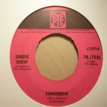 SANDIE SHAW — TOMORROW / HURTING YOU record label scan