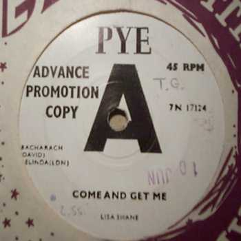 LISA SHANE — COME AND GET ME / BIG WIDE WORLD record label scan