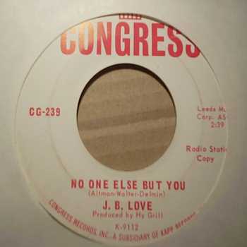J B LOVE — NO ONE ELSE BUT YOU / I AM A HEART record label scan