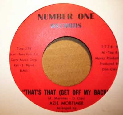 AZIE MORTIMER — THAT'S THAT / ETERNALLY record label scan