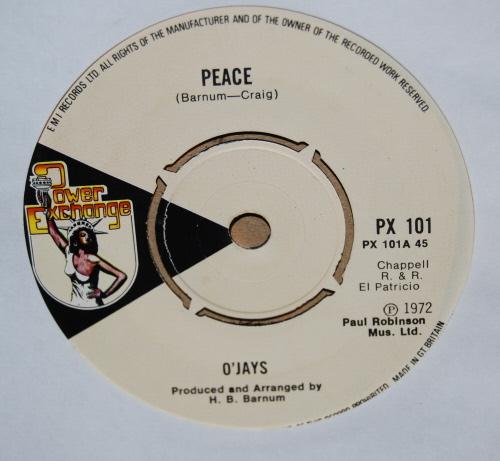 O'JAYS — PEACE / LITTLE BROTHER record label scan