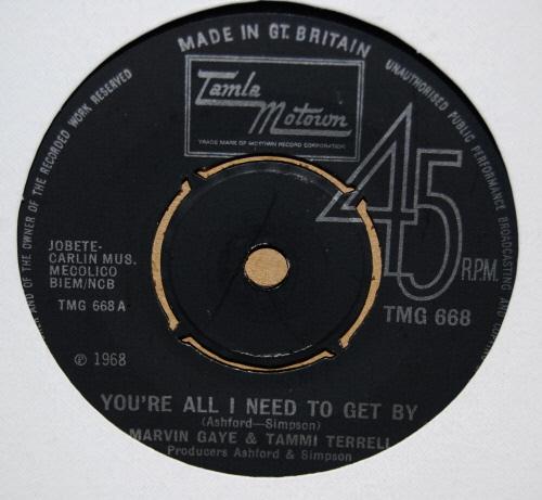 MARVIN GAYE AND TAMMI TERRELL — YOU'RE ALL I NEED TO GET BY / TWO CAN HAVE A PARTY record label scan