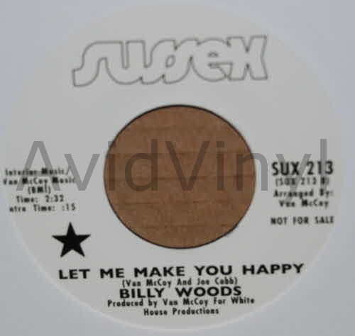 BILLY WOODS — LET ME MAKE YOU HAPPY / THAT WAS THE LOVE THAT WAS record label scan