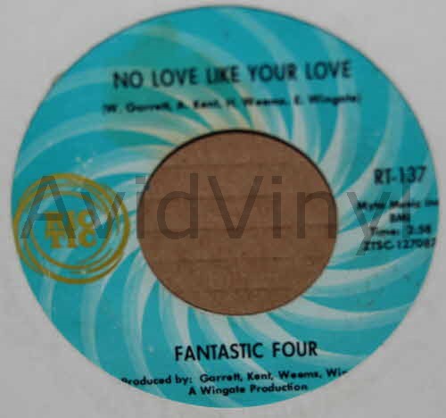 FANTASTIC FOUR — NO LOVE LIKE YOUR LOVE / MAN IN LOVE record label scan