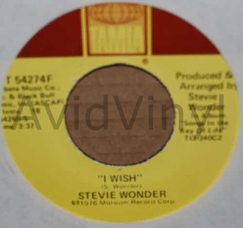 STEVIE WONDER — I WISH / YOU AND I record label scan