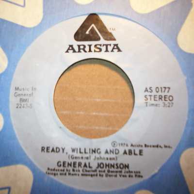 GENERAL JOHNSON — READY, WILLING AND ABLE / ALL IN THE FAMILY record label scan