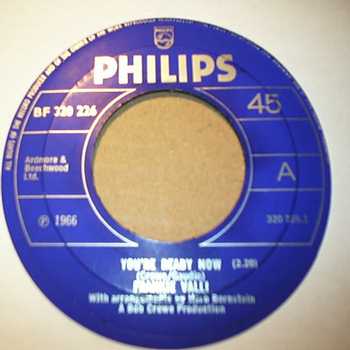 FRANKIE VALLI — YOURE READY NOW / CRY FOR ME record label scan