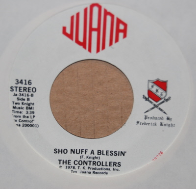 CONTROLLERS — SHO NUFF A BLESSIN' / HEAVEN IS ONLY ONE STEP AWAY record label scan