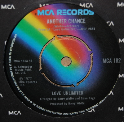 LOVE UNLIMITED — ANOTHER CHANCE / ARE YOU SURE record label scan