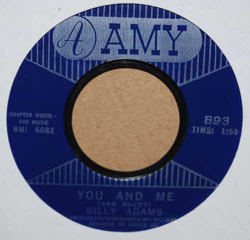 BILLY ADAMS — YOU AND ME / GO record label scan