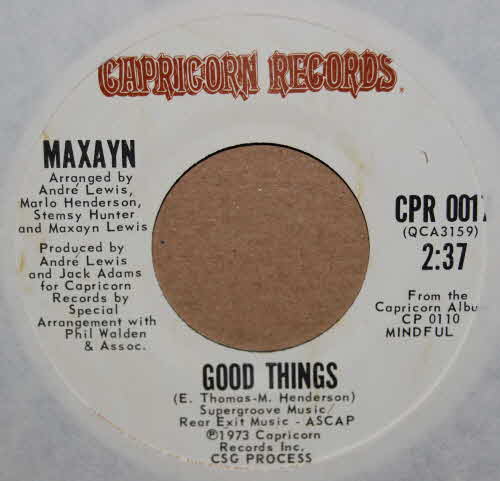 MAXAYN — GOOD THINGS / CHECK OUT YOUR MIND record label scan